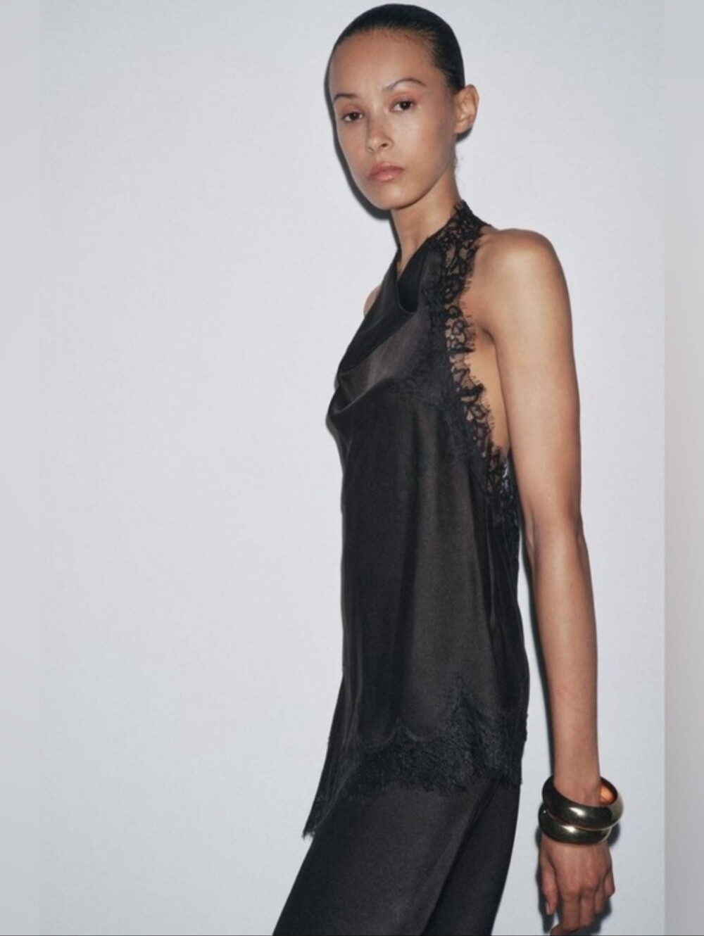 ZARA LACE HALTER TOP BLACK SIZE S - Picture 8 of 13